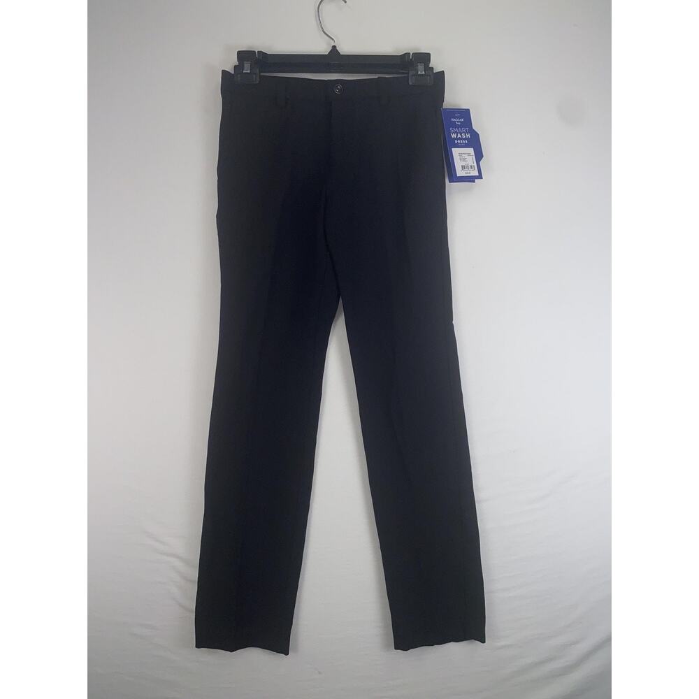 Haggar Dress Pants Boys 12 Black Smart Wash Stretch Twill School Uniform Formal